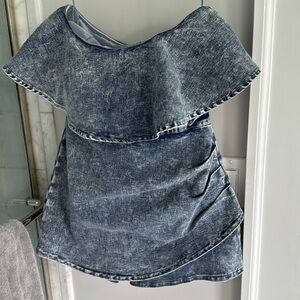 Pink Lilly denim romper never worn